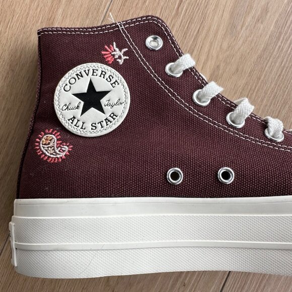 ⭐Converse Chuck Taylor Lift Platform Embroidered Sz 6 Womens Shoes Brown A08174C - Picture 7 of 14